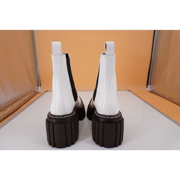 Stella McCartney Emilie Lug Wood Platform Chelsea Boot SZ 35 New White - Picture 3 of 11